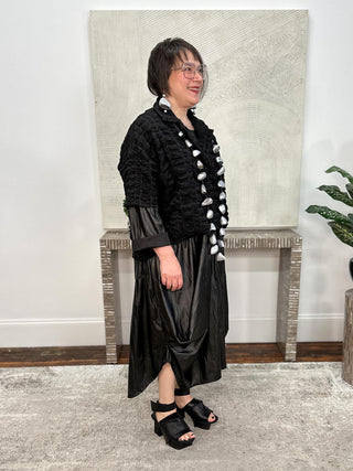 Hi Lo Crop Pullover, Black Pucker