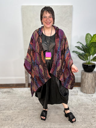 Hooded Poncho, Multi Color