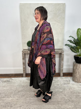 Hooded Poncho, Multi Color