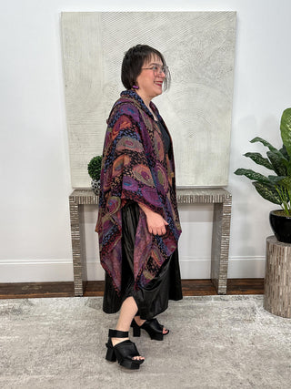 Hooded Poncho, Multi Color