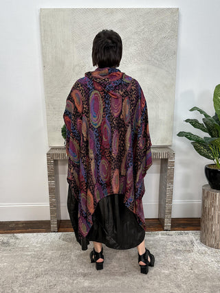 Hooded Poncho, Multi Color