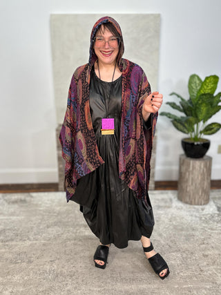 Hooded Poncho, Multi Color