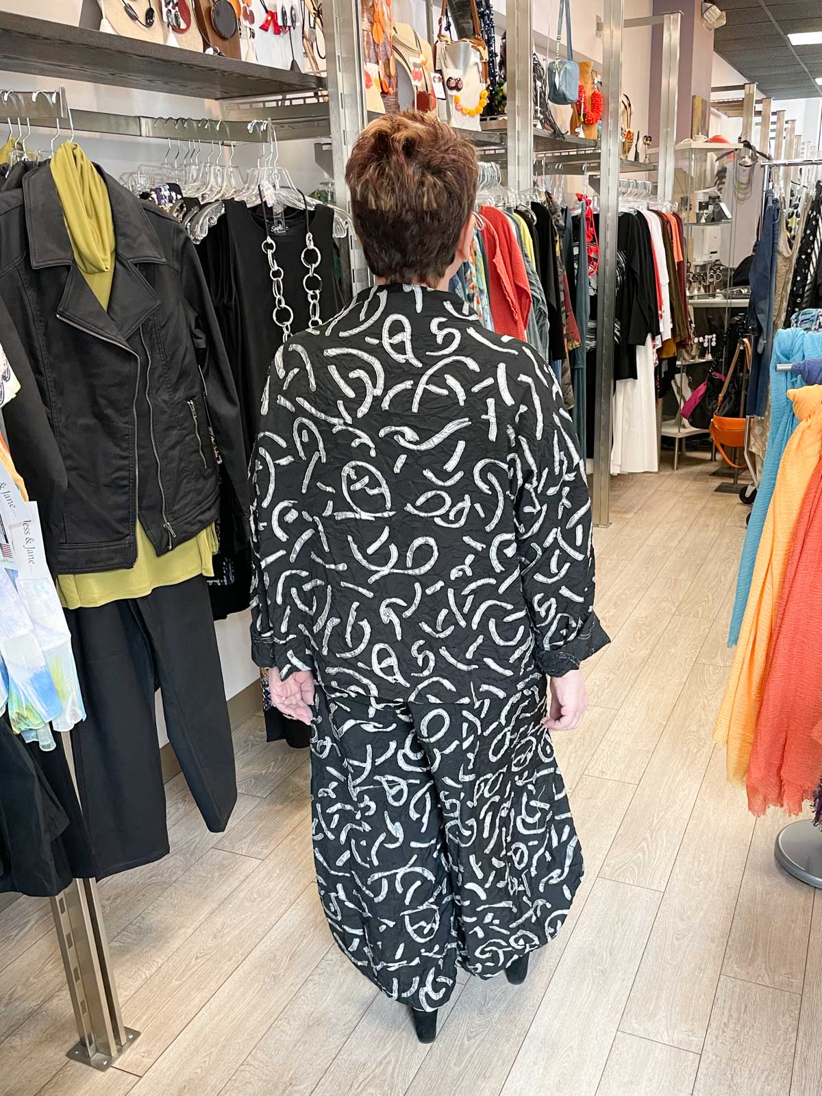 Dress To Kill Fly Pant, Black Squiggle - Statement Boutique