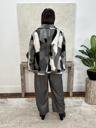 Kam Coat, Black White Abstract
