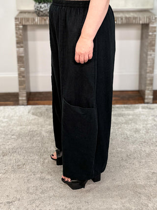 Multi Pocket Pant, Heavy Black Cotton Linen