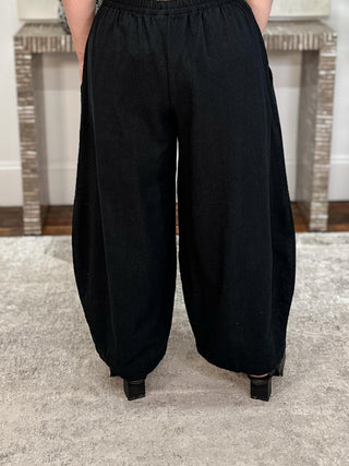 Multi Pocket Pant, Heavy Black Cotton Linen