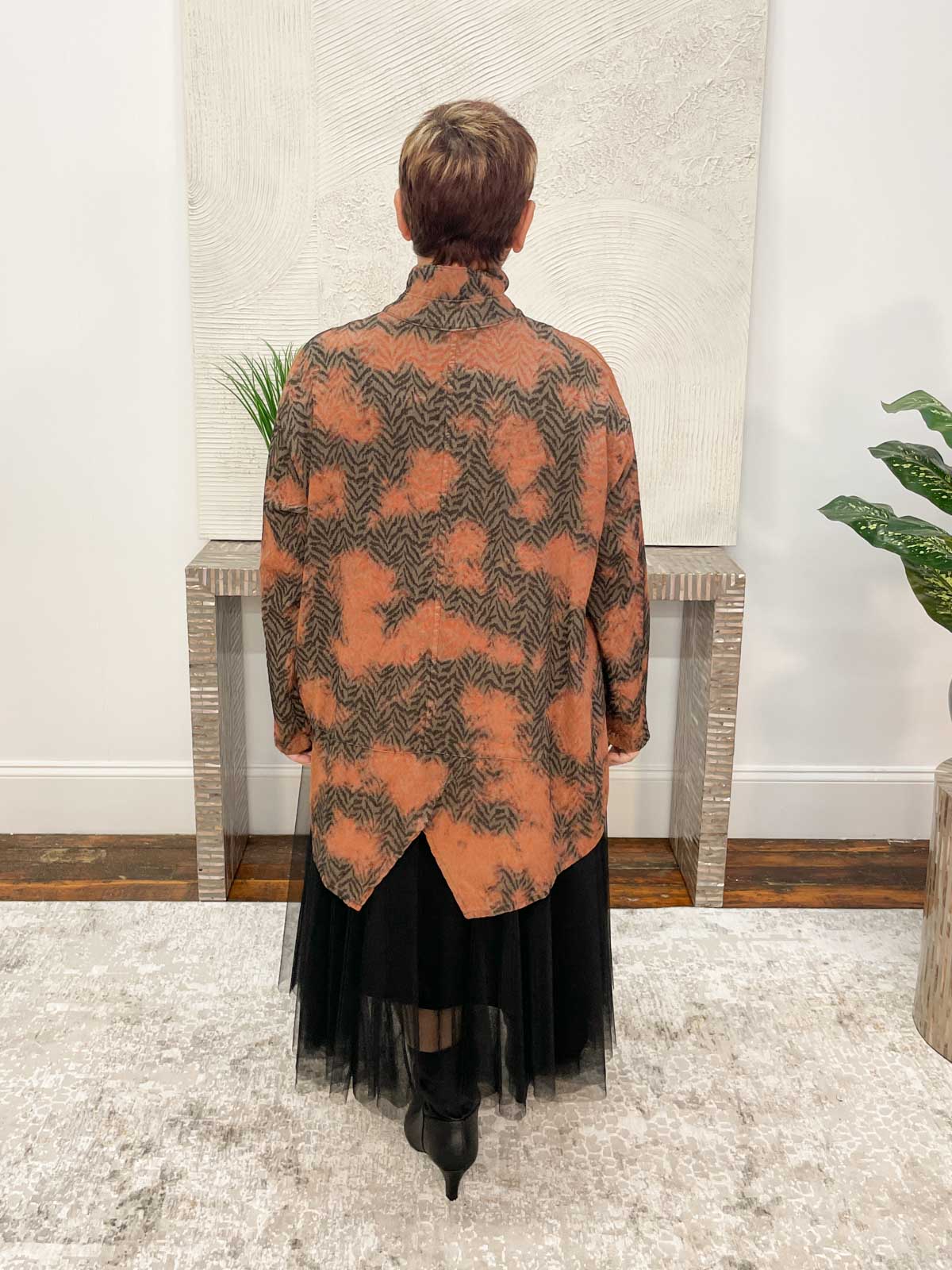 Dress To Kill Split Back Shirt, Rust Leaves - Statement Boutique