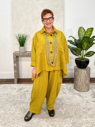 Double Pocket Pant, Mustard Raised Stripe