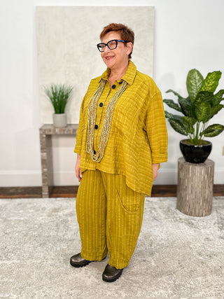 Double Pocket Pant, Mustard Raised Stripe