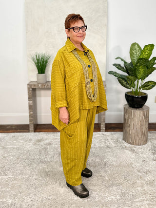 Dress To Kill Double Pocket Pant, Mustard Raised Stripe - Statement Boutique
