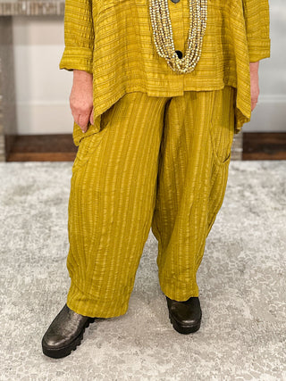 Dress To Kill Double Pocket Pant, Mustard Raised Stripe - Statement Boutique