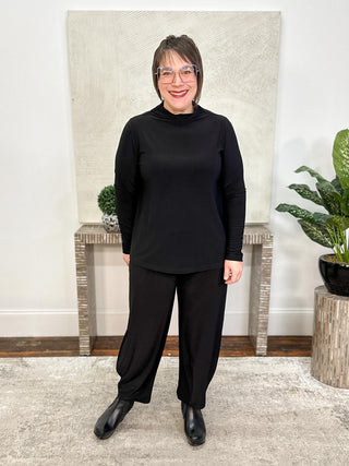 Echo Mock Neck Top, Long Sleeve, Black