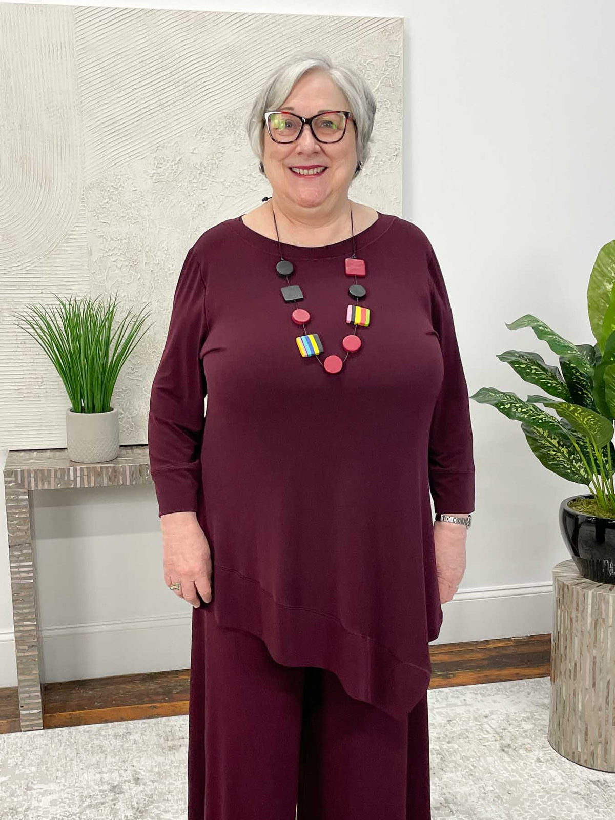 Eva Varro Savannah Boat Neck Tunic, Grape - Statement Boutique