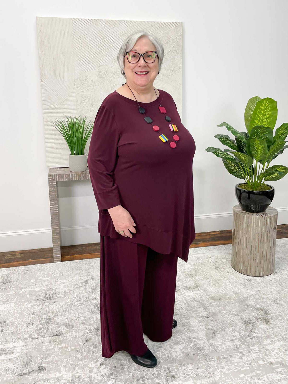 Eva Varro Savannah Boat Neck Tunic, Grape - Statement Boutique