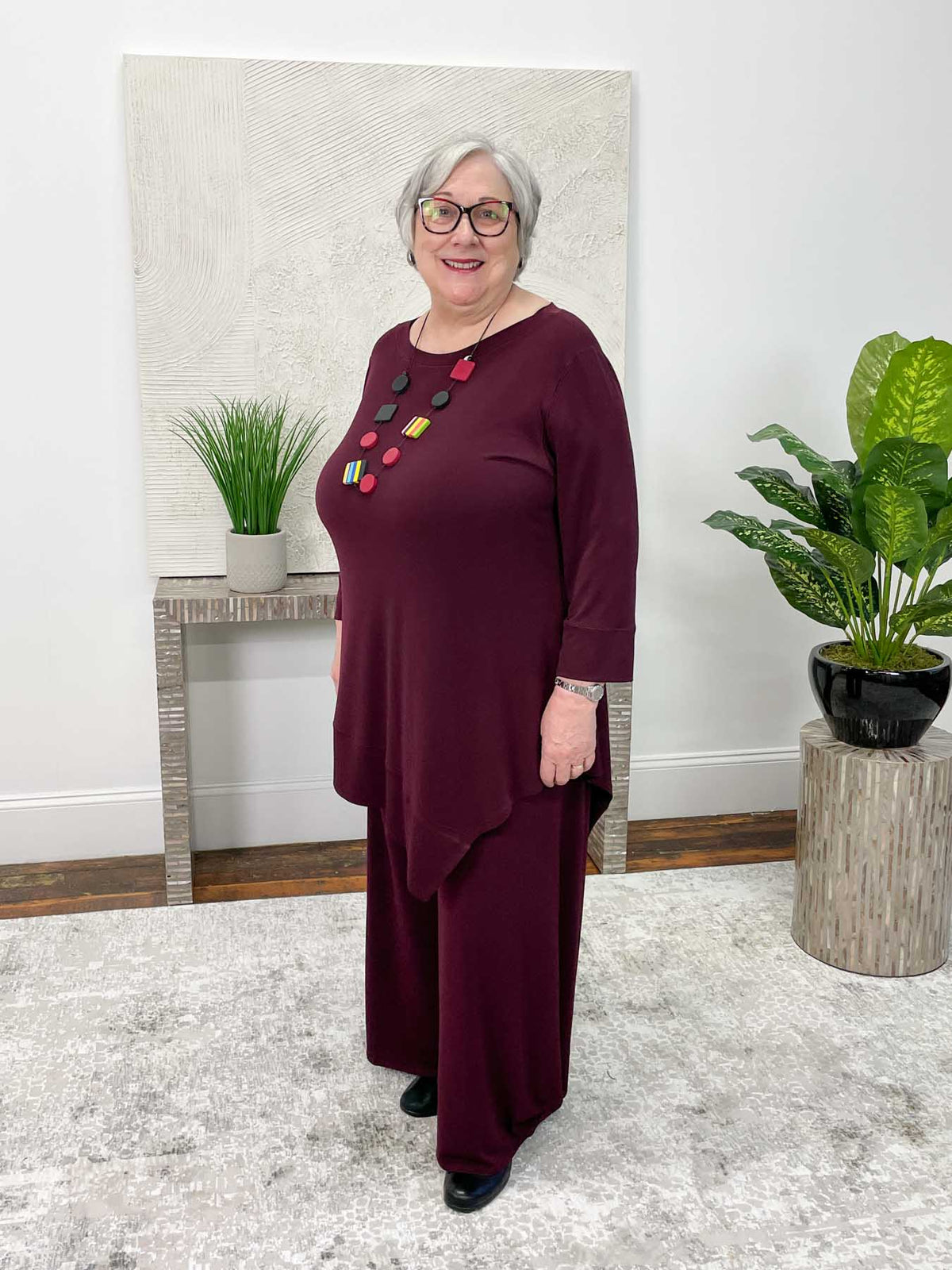 Eva Varro Savannah Boat Neck Tunic, Grape - Statement Boutique