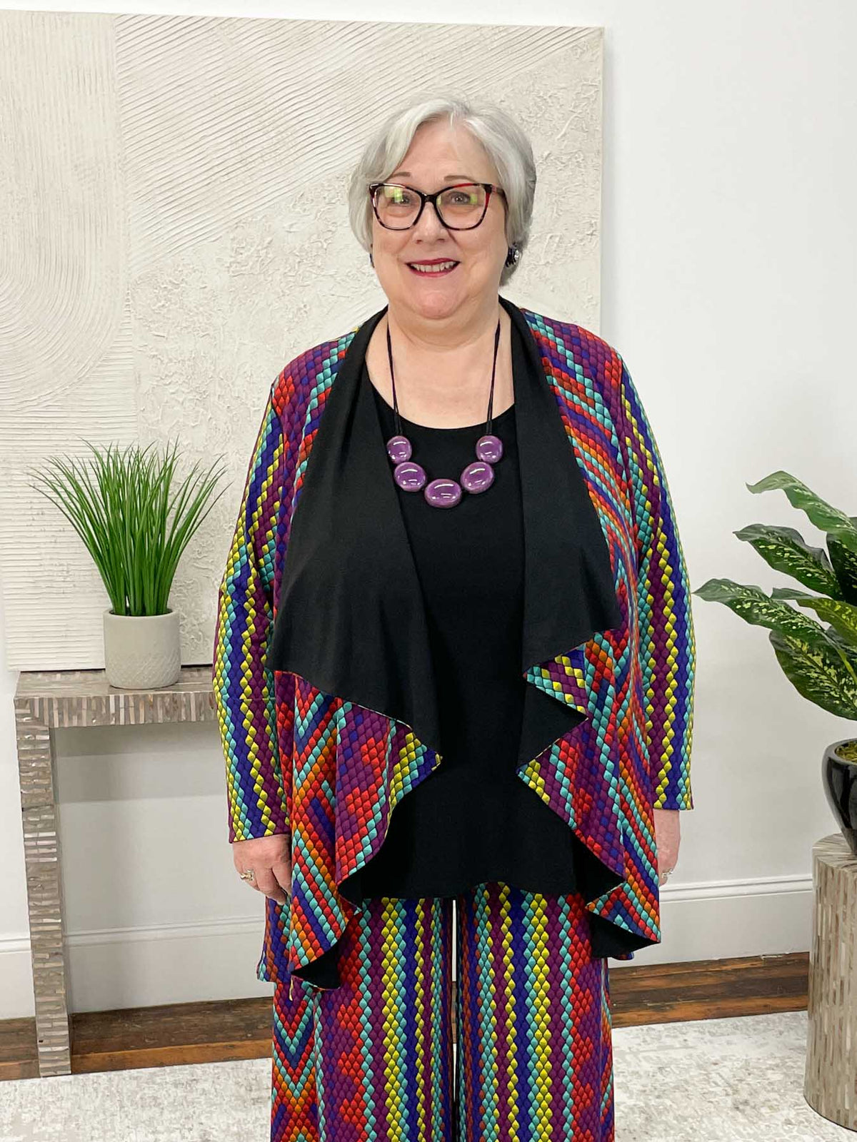 Eva Varro Turnover Draped Swing Jacket, Regina/Black - Statement Boutique