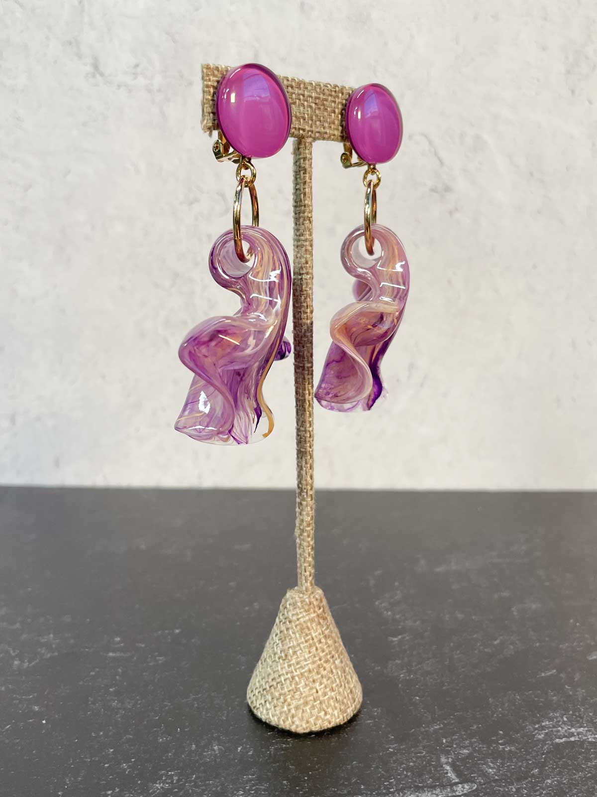 Francine Bramli Amelia Earrings, Purple Marble - Statement Boutique