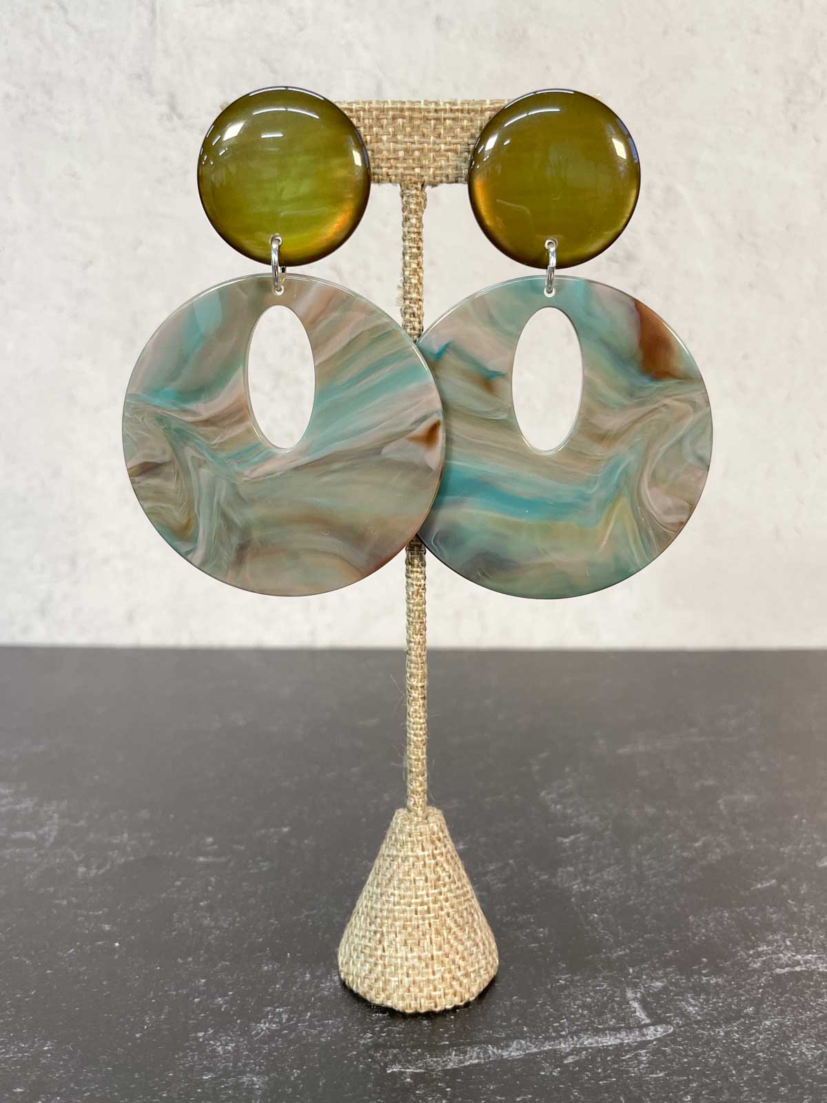 Francine Bramli Arnica 2 Earrings, Green Marble - Statement Boutique