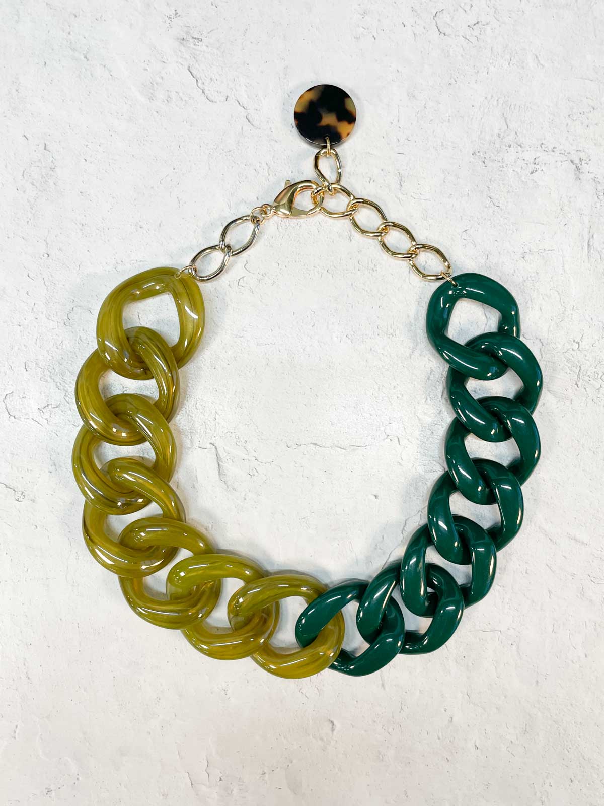Francine Bramli Collier Maille 45 Necklace, Chartreuse Marble/Dark Green - Statement Boutique