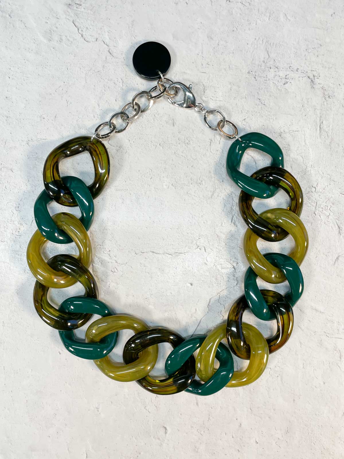 Francine Bramli Collier Maille 48 Necklace, Chartreuse Marble/Olive/Dark Green - Statement Boutique