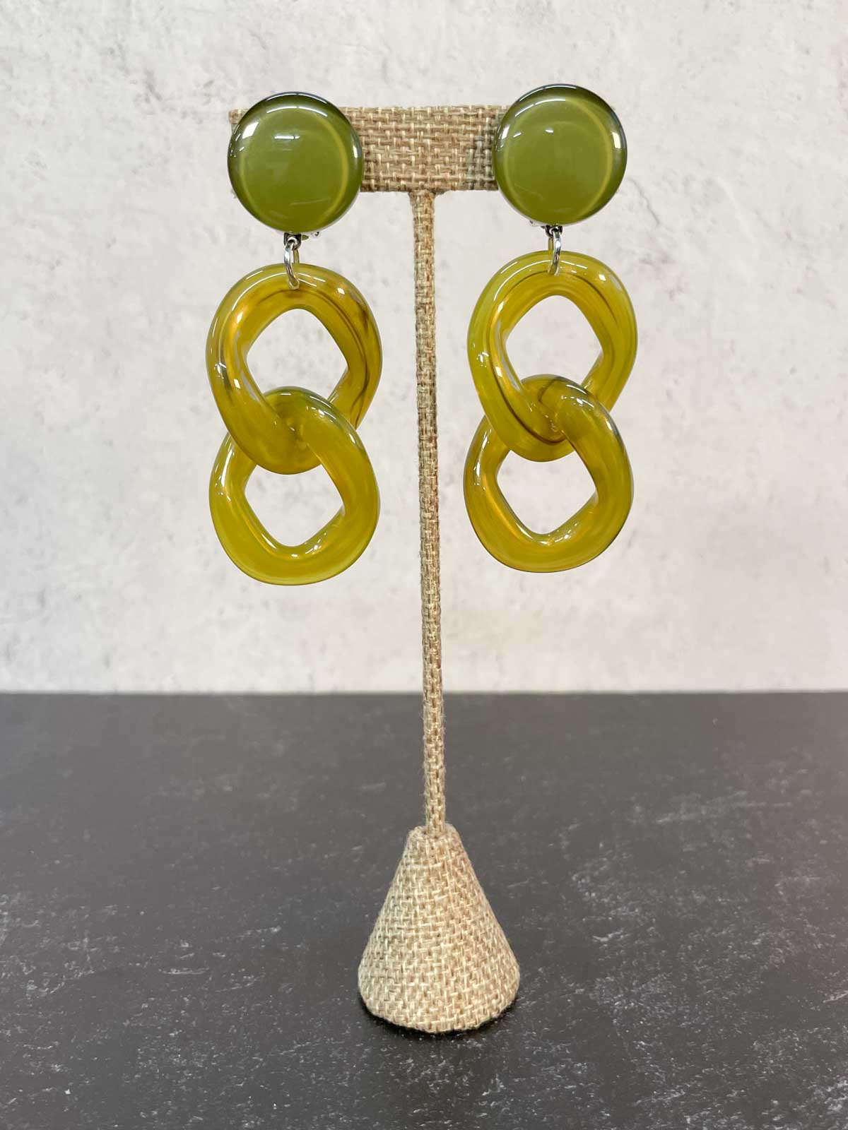 Francine Bramli Maille 24 Earrings, Chartreuse Marble - Statement Boutique