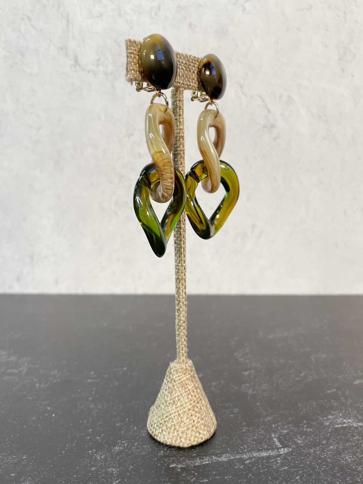 Francine Bramli Maille 24 Earrings, Olive/Taupe Marble - Statement Boutique