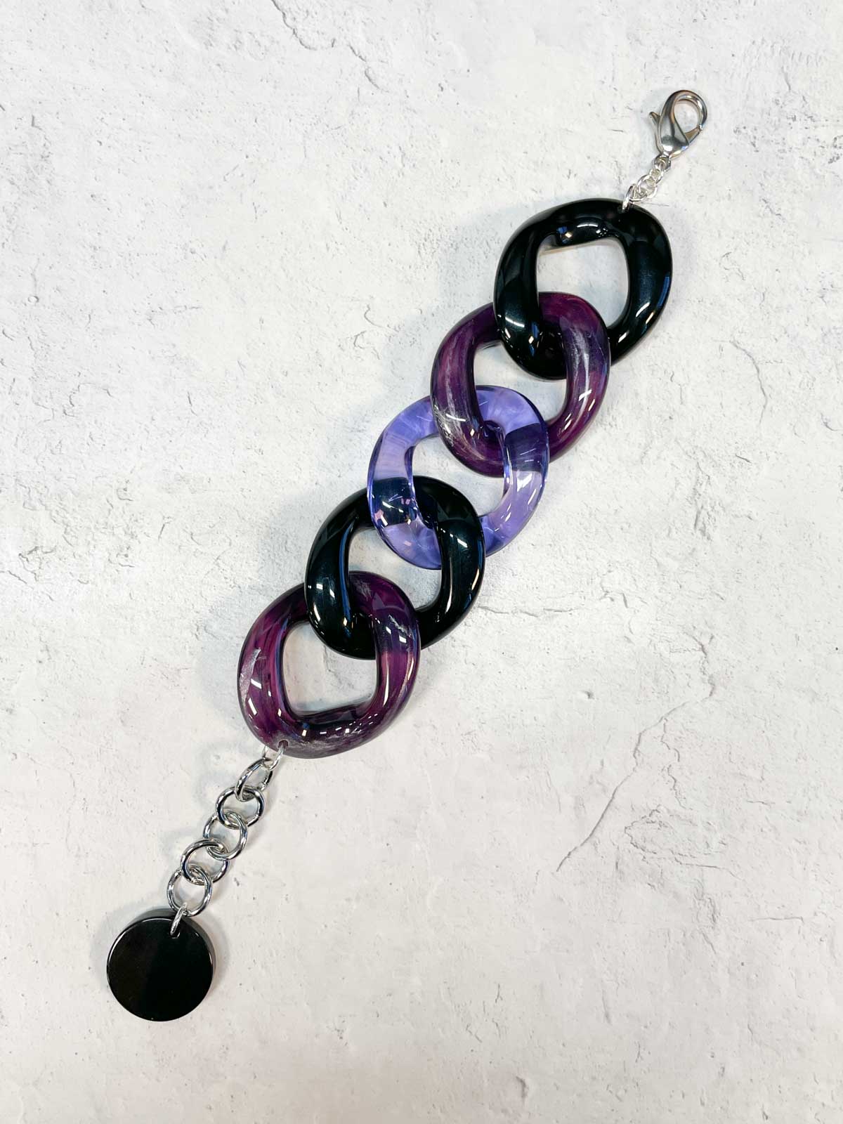 Francine Bramli Maillon 26 Bracelet, Purple Marble/Black/Lavender - Statement Boutique