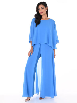 Frank Lyman Shimmer Sleeve Chiffon Overlay Top, Blue - Statement Boutique