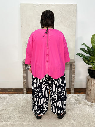 IC Collection Cinch Front Asymmetric Top, Pink - Statement Boutique