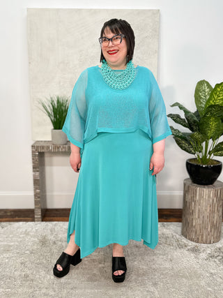 IC Collection Poncho Dress, Jade - Statement Boutique