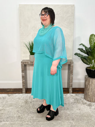 IC Collection Poncho Dress, Jade - Statement Boutique