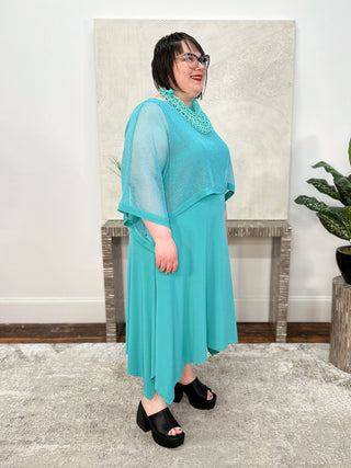 IC Collection Poncho Dress, Jade - Statement Boutique