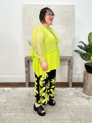 IC Collection Poncho Layer Top, Lime - Statement Boutique