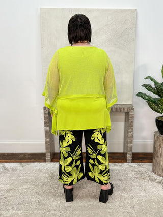 IC Collection Poncho Layer Top, Lime - Statement Boutique