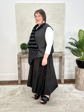 Fuchsia Waistcoat, Velvet Stripe/Black