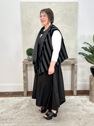Fuchsia Waistcoat, Velvet Stripe/Black