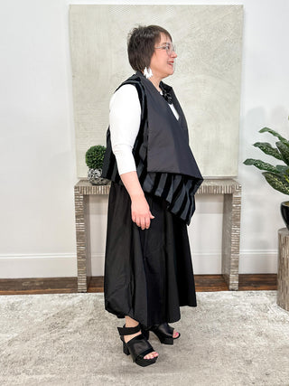 Fuchsia Waistcoat, Velvet Stripe/Black