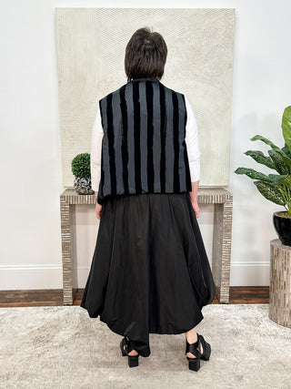 Fuchsia Waistcoat, Velvet Stripe/Black