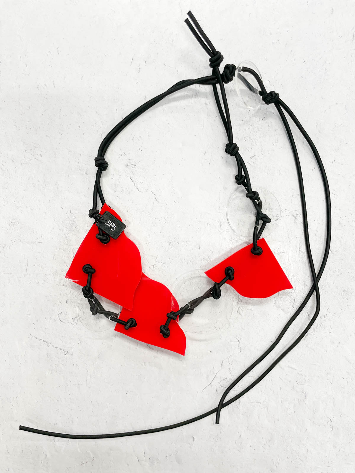 Igor Dobranic Acrylic Shapes on Black Cord Necklace, Red - Statement Boutique