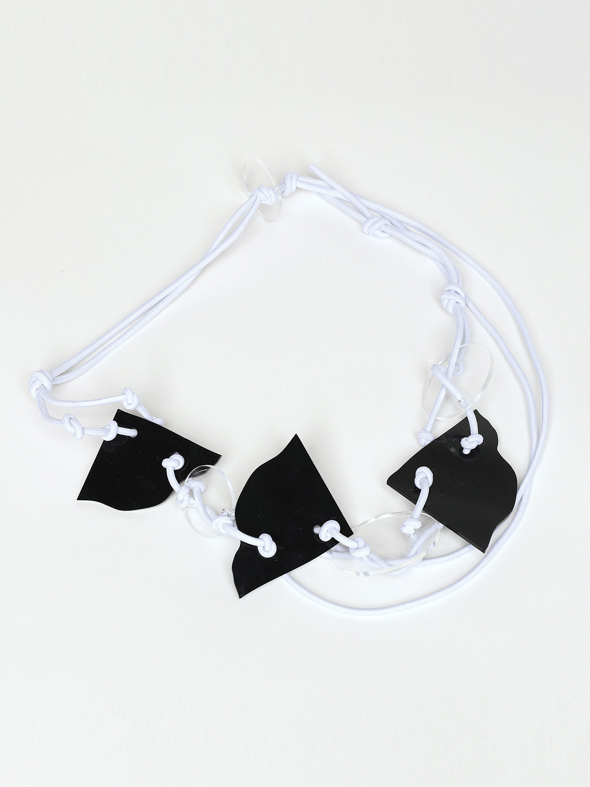 Igor Dobranic Acrylic Shapes on White Cord Necklace, Black - Statement Boutique