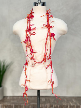 Igor Dobranic Elastic Cord & Acrylic Lariat Necklace, Pink Orange Multi - Statement Boutique