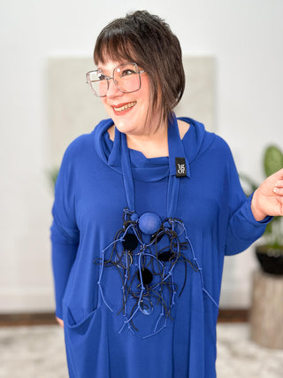 Fabric Tie Back Necklace, Blue