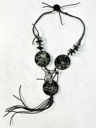 Igor Dobranic Y Drop Necklace, Olive/Silver - Statement Boutique