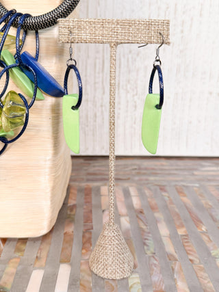 International Durus Jewelry Sets Asymmetric Ring & Wood Necklace & Earrings Set, Lime/Blue - Statement Boutique
