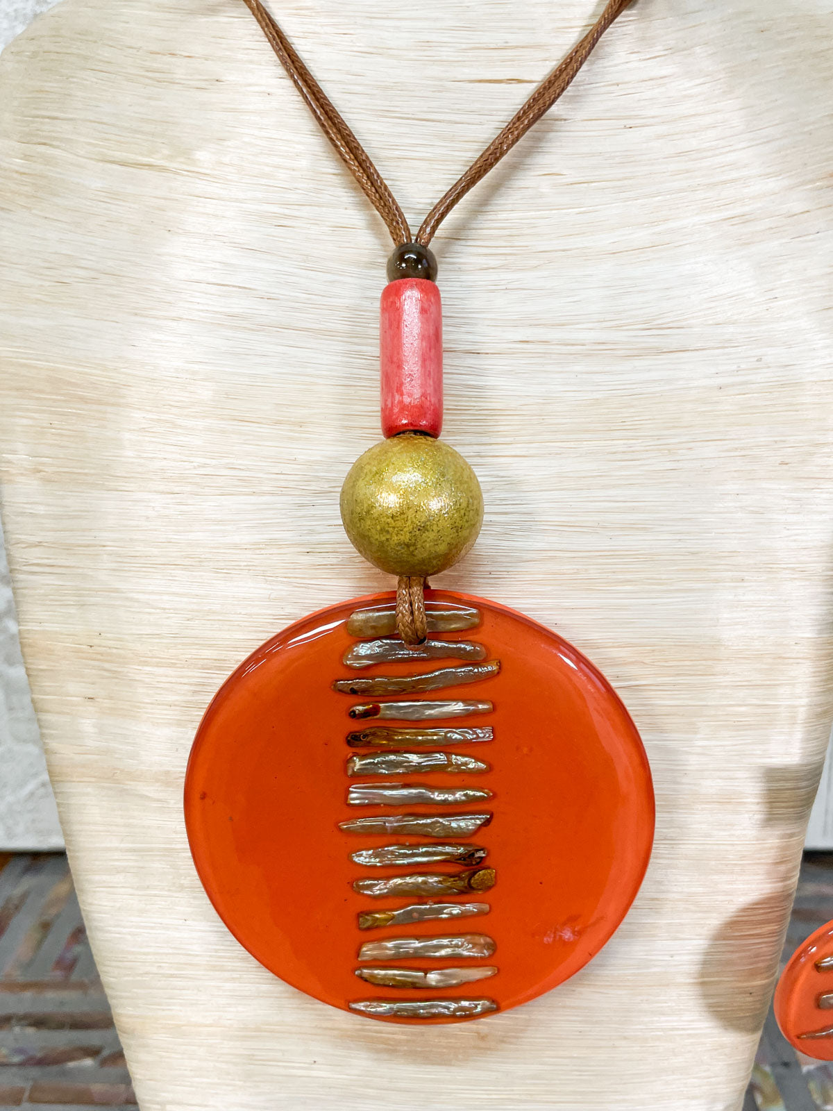 Round Red Orange Transparent Glass Bead Necklace/Bracelet/Earrings Set |  eBay
