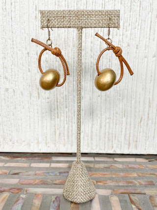 Round Bead & Tied Links Necklace & Earrings Set, Gold/Red