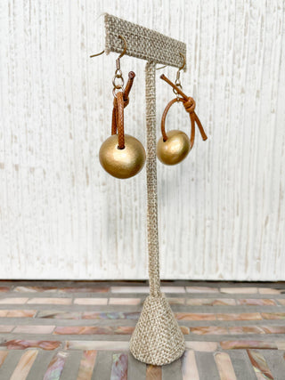 Round Bead & Tied Links Necklace & Earrings Set, Gold/Red