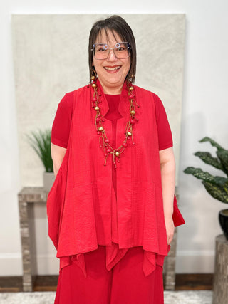 International Durus Jewelry Sets Round Bead & Tied Links Necklace & Earrings Set, Gold/Red - Statement Boutique