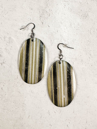International Durus Jewelry Sets Striped Wood Shapes Necklace & Earrings Set, Silver/Grey - Statement Boutique