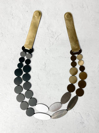 Iskin Sisters Iris Necklace, Silver/Black/Gold - Statement Boutique